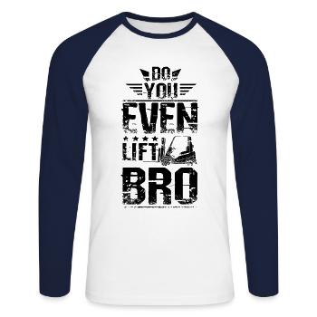 Soulevez-vous même bro Chariot élévateur - T-shirt baseball manches longues Homme - blanc/marine - Devant - Nik (191cm)