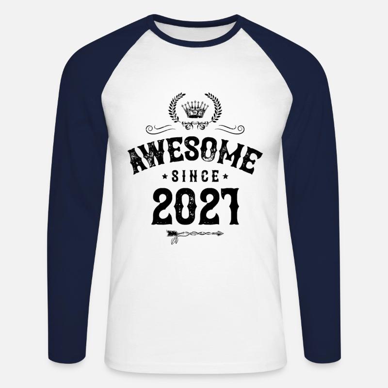 2021 awesome since - Unisex Baseballshirt langarm - Weiß/Navy