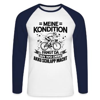 Meine Kondition Fängt Da An Wo Dein Akku Schlapp M - Unisex Baseballshirt langarm - Weiß/Navy - Vorne - Nik (191cm)