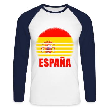 Spain Spanish Flag USA Mallorca Madrid Ameri - Unisex Long Sleeve Baseball T-Shirt - white/navy - Front - Nik (191cm)