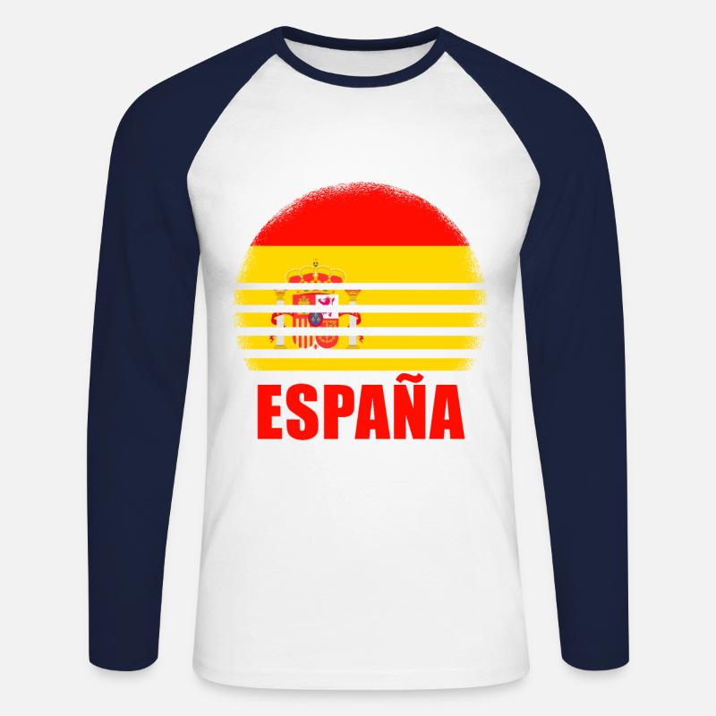 Spanien Spanische Flagge USA Mallorca Madrid Ameri - Unisex Baseballshirt langarm - Weiß/Navy