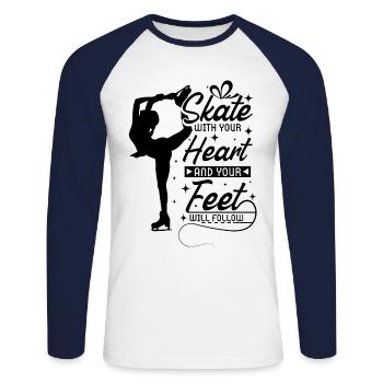 Heart Eiskunstlauf - Unisex Baseballshirt langarm - Weiß/Navy - Vorne - Nik (191cm)