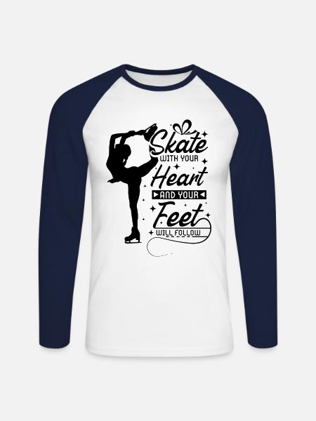 Heart Figure Skating - Unisex Long Sleeve Baseball T-Shirt - white/navy