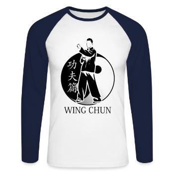 Wing Chun Wing Hard Kung Fu Martial Arts Combat Sp - Unisex Baseballshirt langarm - Weiß/Navy - Vorne - Nik (191cm)