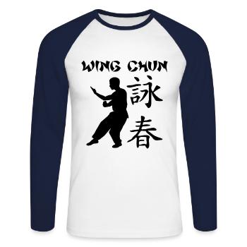 Wing Chun Wing Hard Kung Fu Martial Arts Combat Sp - Unisex Baseballshirt langarm - Weiß/Navy - Vorne - Nik (191cm)