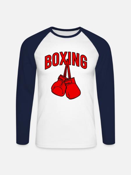 Boxe - T-shirt baseball manches longues Homme - blanc/marine