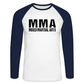MMA - Unisex Baseballshirt langarm - Weiß/Navy - Vorne - Nik (191cm)
