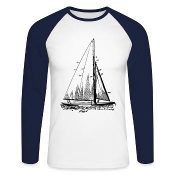 Segler Segeln Segelboot Skipper Katamaran Segelsch - Unisex Baseballshirt langarm - Weiß/Navy - Vorne - Nik (191cm)