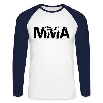 MMA - Unisex Baseballshirt langarm - Weiß/Navy - Vorne - Nik (191cm)
