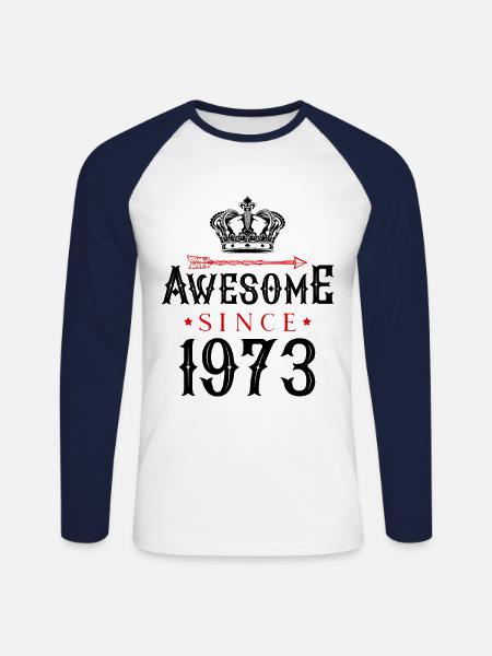 1973 awesome since - Unisex Long Sleeve Baseball T-Shirt - white/navy