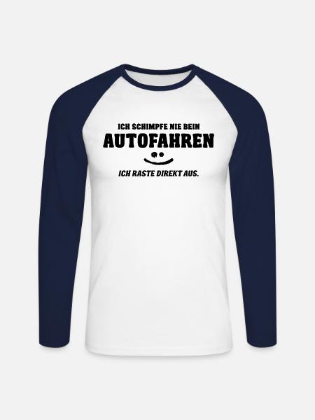 Autofahren Autofahrer Ausrasten Ironie Spruch Sark - Unisex Baseballshirt langarm - Weiß/Navy