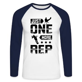 One more rep Calisthenics - Unisex Baseballshirt langarm - Weiß/Navy - Vorne - Nik (191cm)