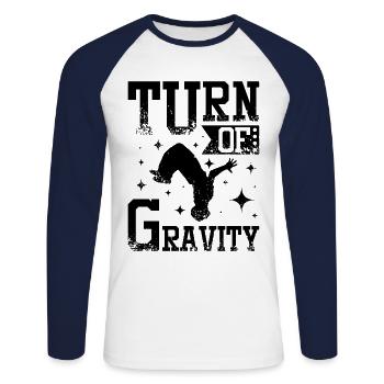 Parkour backflip - T-shirt baseball manches longues Homme - blanc/marine - Devant - Nik (191cm)