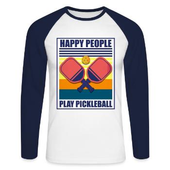 Pickleball Pickleball Joueur Pickleball Raquette - T-shirt baseball manches longues Homme - blanc/marine - Devant - Nik (191cm)