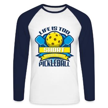 Pickleball Pickleball Joueur Pickleball Raquette - T-shirt baseball manches longues Homme - blanc/marine - Devant - Nik (191cm)