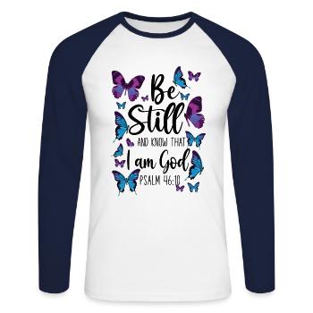 Christian Bible Verse Quote - Unisex Baseballshirt langarm - Weiß/Navy - Vorne - Nik (191cm)