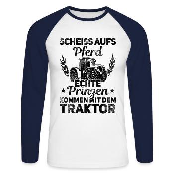 Scheiß Aufs Pferd Echte Prinzen Kommen Mit Dem Tra - Unisex Baseballshirt langarm - Weiß/Navy - Vorne - Nik (191cm)
