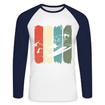 Airboarding Air Cushion Sled Airboard Winterspo - Unisex Long Sleeve Baseball T-Shirt - white/navy - Front - Nik (191cm)