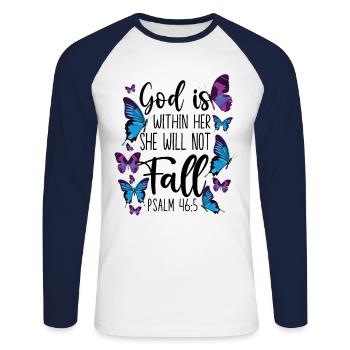 Christian Bible Verse Quote - Unisex Baseballshirt langarm - Weiß/Navy - Vorne - Nik (191cm)