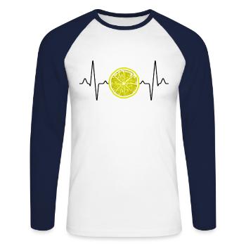 Lemon Heartbeat - Unisex Long Sleeve Baseball T-Shirt - white/navy - Front - Nik (191cm)