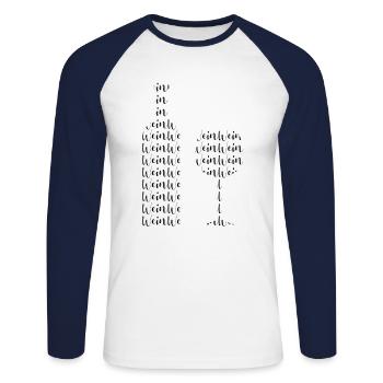 Wein Silhouette - Unisex Baseballshirt langarm - Weiß/Navy - Vorne - Nik (191cm)
