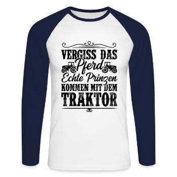 Vergiss Das Pferd Echte Prinzen Kommen Mit Dem Tra - Unisex Baseballshirt langarm - Weiß/Navy - Vorne - Nik (191cm)