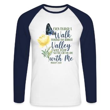 Christian Bible Verse Quote - Unisex Baseballshirt langarm - Weiß/Navy - Vorne - Nik (191cm)