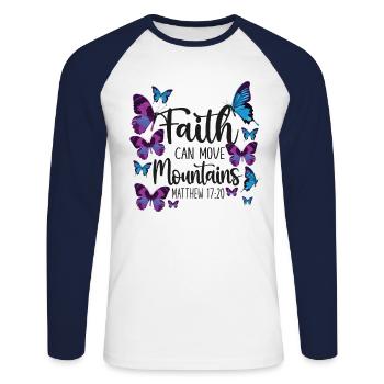 Christian Bible Verse Quote - Unisex Baseballshirt langarm - Weiß/Navy - Vorne - Nik (191cm)