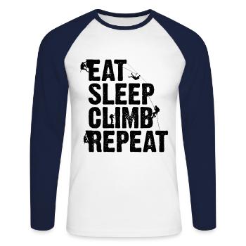 Klettern Bouldern Kletterer Bergsteiger Felsklette - Unisex Baseballshirt langarm - Weiß/Navy - Vorne - Nik (191cm)