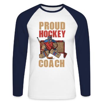 Entraîneur de hockey sur glace Joueurs de hockey sur glace Hockey sur glace Schl - T-shirt baseball manches longues Homme - blanc/marine - Devant - Nik (191cm)