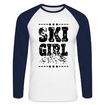 Ski Girl - T-shirt baseball manches longues Homme - blanc/marine - Devant - Nik (191cm)