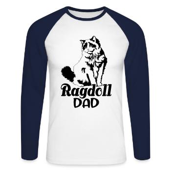 Ragdoll Dad, Lustiger Dad Ragdoll Katze Haustier Liebhaber Geschenk - Unisex Baseballshirt langarm - Weiß/Navy - Vorne - Nik (191cm)