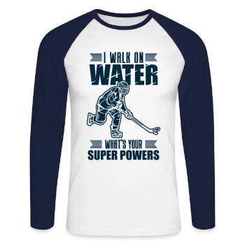 Eishockey Trainer Eishockey Spieler Eishockey Schl - Unisex Baseballshirt langarm - Weiß/Navy - Vorne - Nik (191cm)