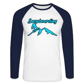 Snowboarding - Unisex Baseballshirt langarm - Weiß/Navy - Vorne - Nik (191cm)