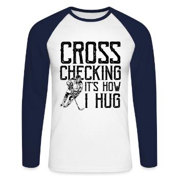 Ice Hockey Coach Ice Hockey Players Ice Hockey Schl - Unisex Long Sleeve Baseball T-Shirt - white/navy - Front - Nik (191cm)