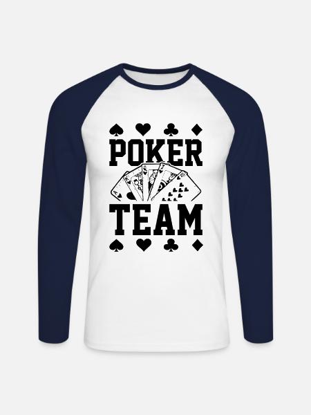 Poker Team - Unisex Baseballshirt langarm - Weiß/Navy