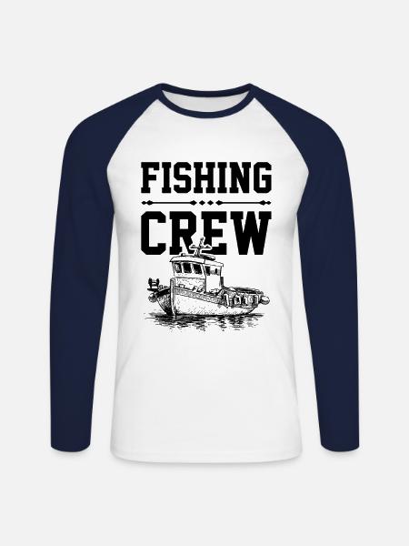 Fishing Crew - Unisex Long Sleeve Baseball T-Shirt - white/navy