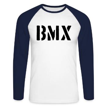 BMX - Unisex Baseballshirt langarm - Weiß/Navy - Vorne - Nik (191cm)