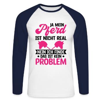 Ja Mein Pferd Ist Nicht Real Nein Das Ist Kein Pro - Unisex Baseballshirt langarm - Weiß/Navy - Vorne - Nik (191cm)