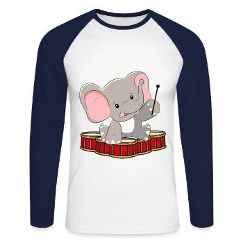 Xmas Baby Play Drum Noise Screaming Drum - Unisex Long Sleeve Baseball T-Shirt - white/navy - Front - Nik (191cm)