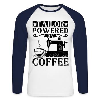 Seamstress and coffee - Unisex Long Sleeve Baseball T-Shirt - white/navy - Front - Nik (191cm)