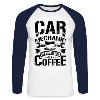 Car Mechanic coffee - Unisex Long Sleeve Baseball T-Shirt - white/navy - Front - Nik (191cm)