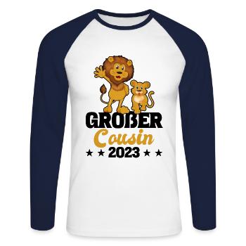 Großer Cousin 2023 Nachwuchs Familie Schwanger Sta - Unisex Baseballshirt langarm - Weiß/Navy - Vorne - Nik (191cm)