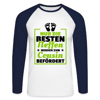 Nur Die Besten Neffen Werden Zum Cousin Befördert - Unisex Baseballshirt langarm - Weiß/Navy - Vorne - Nik (191cm)