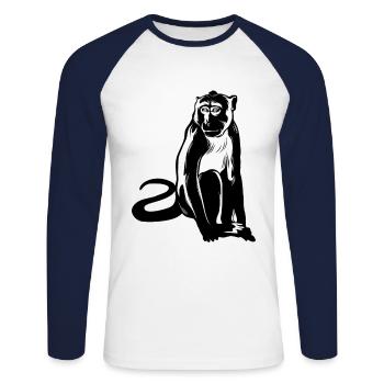 Singe Singe Animal - T-shirt baseball manches longues Homme - blanc/marine - Devant - Nik (191cm)