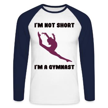 Gymnastique - Je ne suis pas court Je suis gymnaste - T-shirt baseball manches longues Homme - blanc/marine - Devant - Nik (191cm)