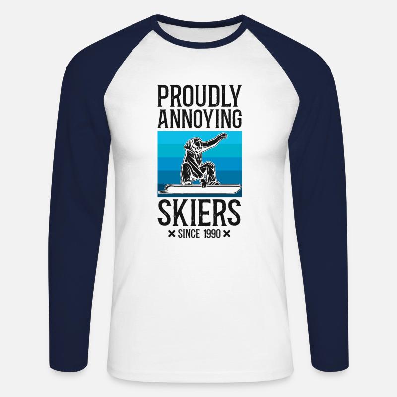 Snowboarding Snowboard Ski Skiing - Unisex Baseballshirt langarm - Weiß/Navy