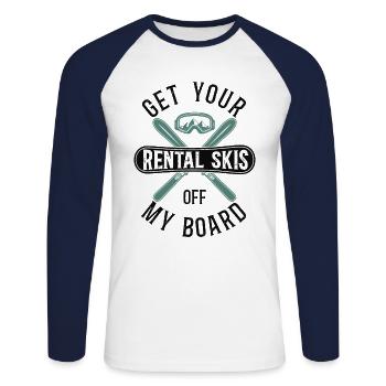 Snowboarding Snowboard Ski Skiing - T-shirt baseball manches longues Homme - blanc/marine - Devant - Nik (191cm)