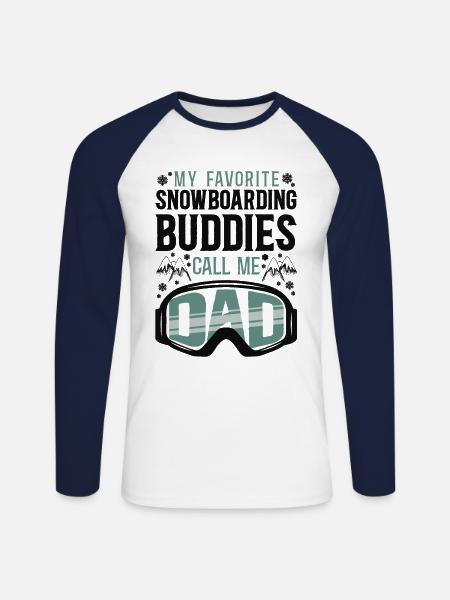 Snowboarding Snowboard Dad My - Unisex Long Sleeve Baseball T-Shirt - white/navy