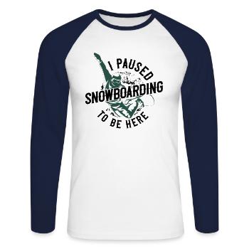 Snowboard Snowboard J’ai fait une pause - T-shirt baseball manches longues Homme - blanc/marine - Devant - Nik (191cm)